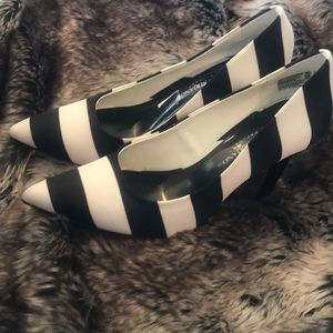Black and white heels